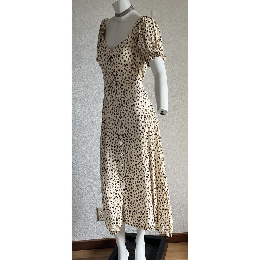 KIVARI Valentina Button Front Midi Dress Leopard Small Excellent - Picture 6 of 11